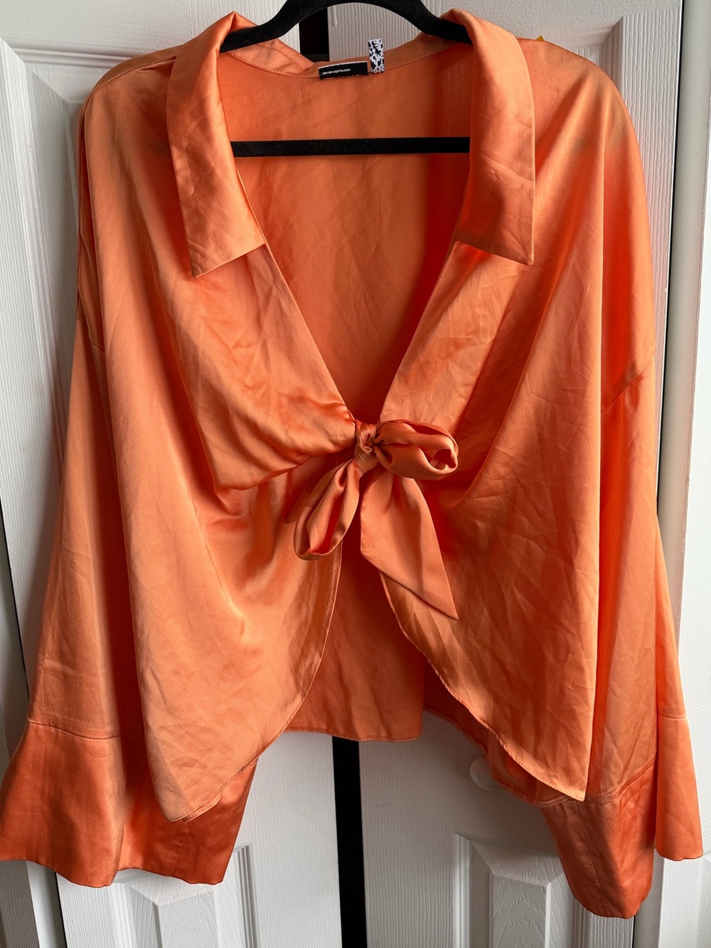 Tie-Front Orange Satin ASOS Blouse